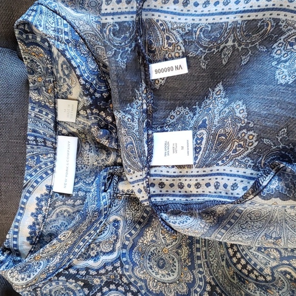 NWOT Blue & White Boho Top M - Picture 6 of 6